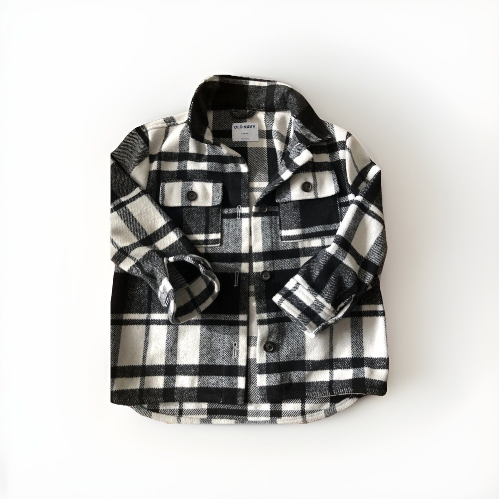 Old Navy Kids Plaid Shacket Woven Shirt Size L 10-12